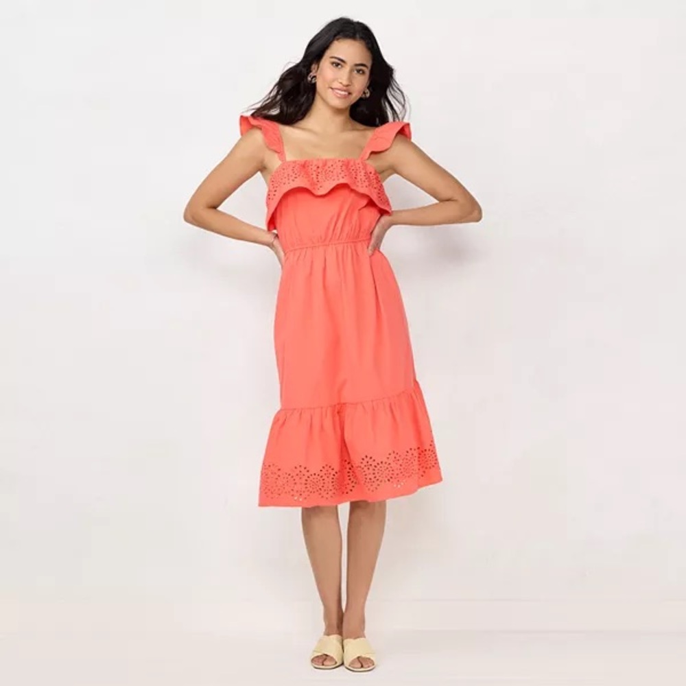 LC Lauren Conrad coral cotton summer dress Medium NWT